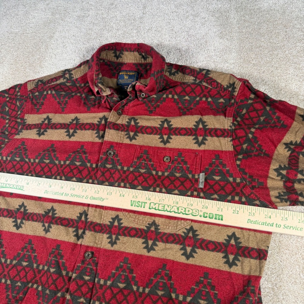 Woolrich Flannel Shirt Mens XL Red Tan Southwestern Tribal Geometric Cotton - Picture 6 of 9